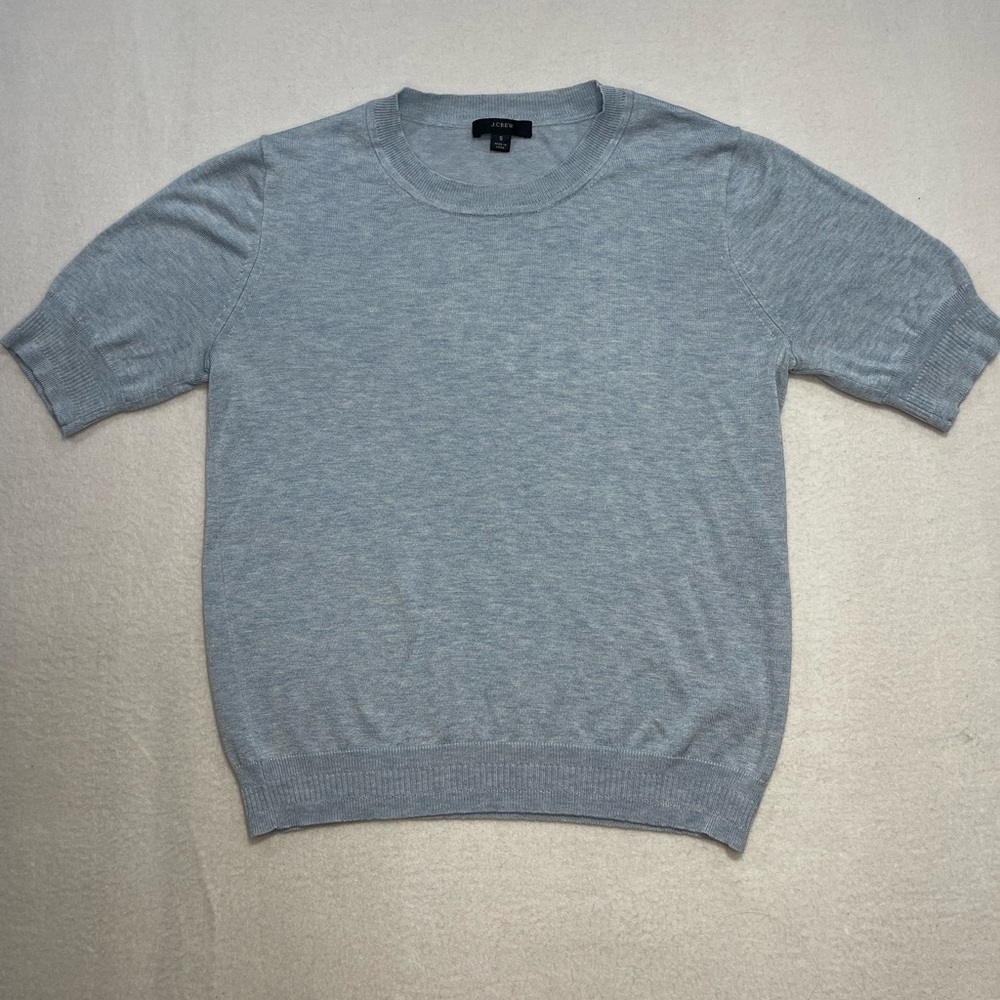 J.Crew women’s Short Sleeve Sweater Size S Light Blue Crew Neck Knit Top